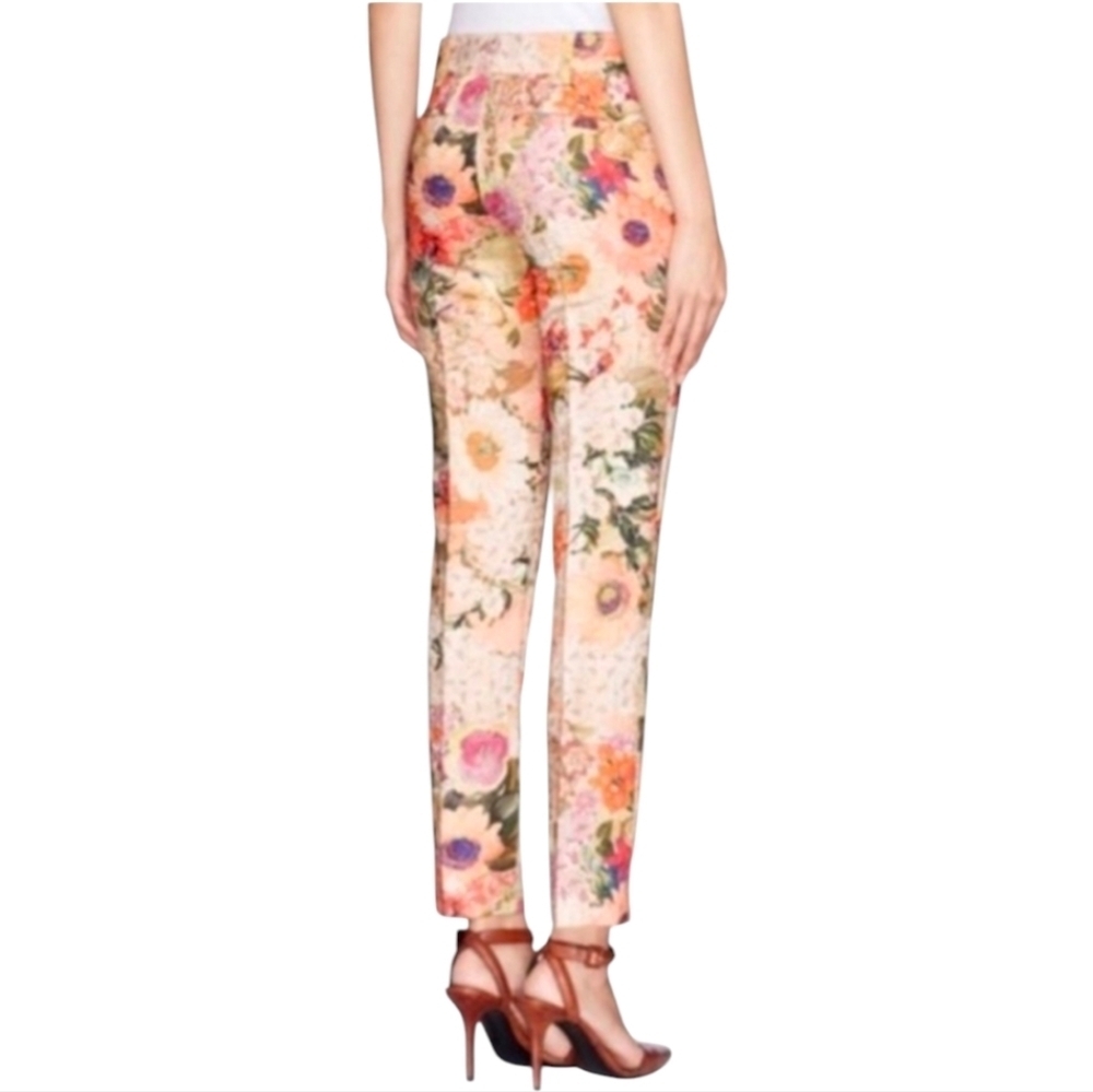 Tory Burch Floral Print Tweed Harp Pants Women's 6